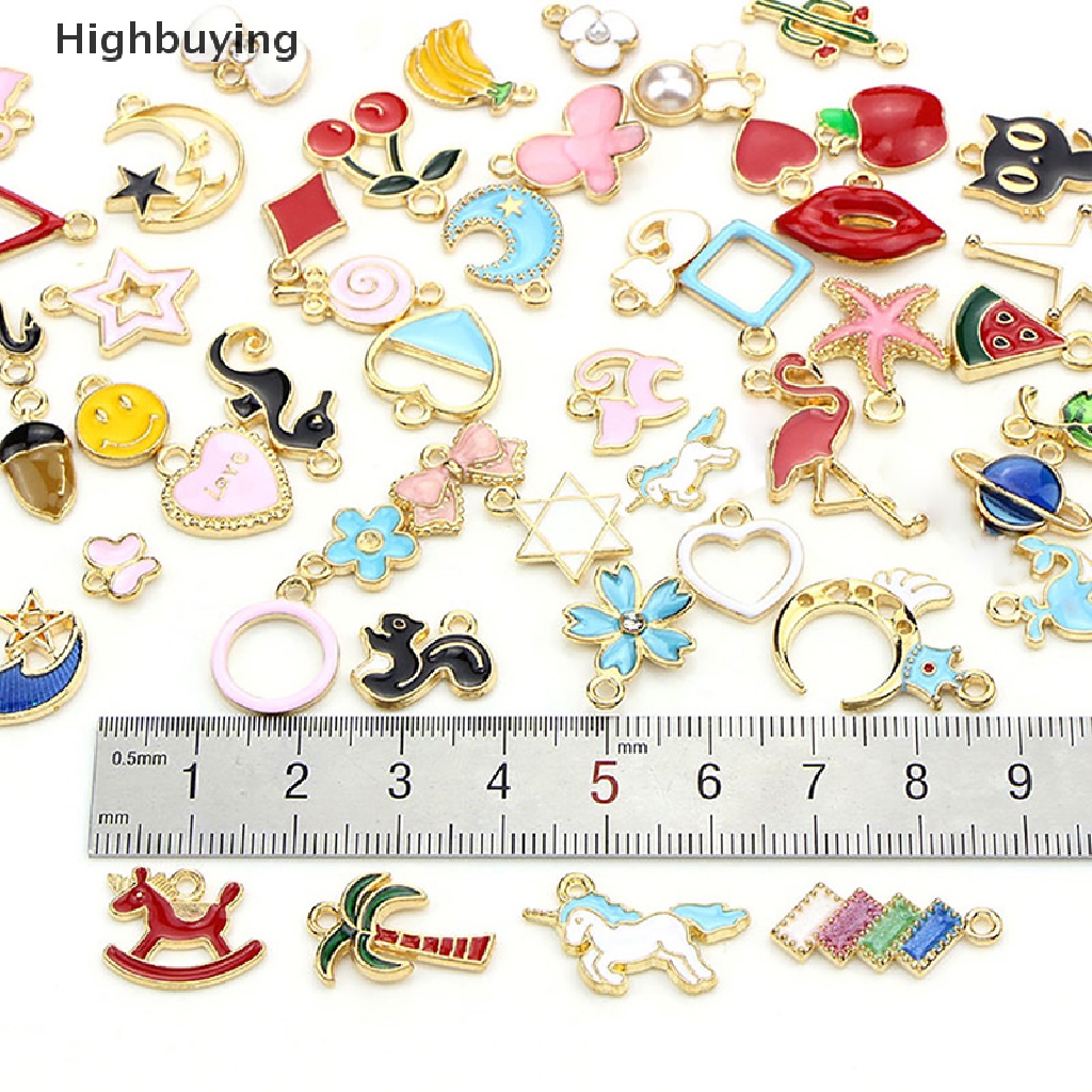 Hbid 60Pcs/Set Enamel Campuran Hewan Buah Ch Liontin DIY Kalung Membuat Perhiasan Glory