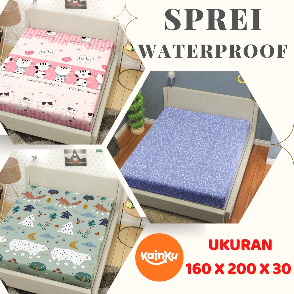 Sprei Tinggi 30 Waterproof Ukuran 160x200 MOTIF anti air anti ompol #WP160T30