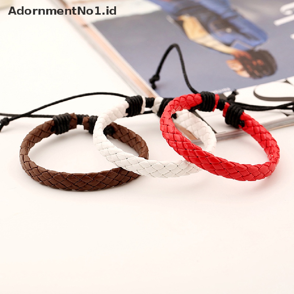 [AdornmentNo1] Braided Bracelet Gelang Kulit Warna-Warni Pria Wanita Hadiah Teman Mahasiswa [ID]