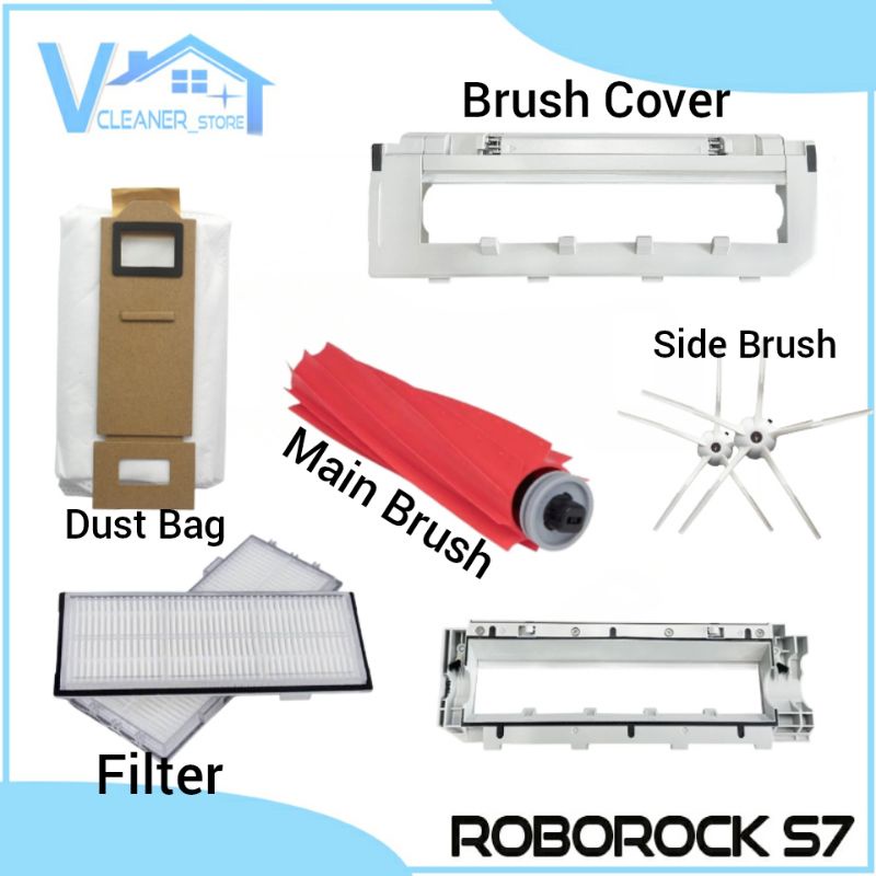 Aksesoris OEM Robot Vacuum Cleaner Roborock S7 T7S T7S PLUS Side Brush / Main Brush/ Brush Cover / Dust Bag