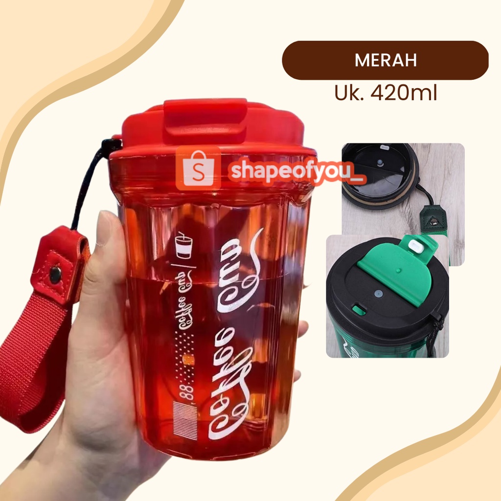 Glass Tumblr Aesthetic Gelas Minum Kaca Simple Elegan Water Bottle Cup for Coffee 420ml