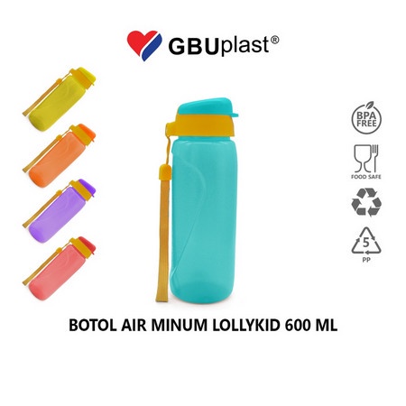 GBUplast Botol Minum Plastik Lollykid 600 ml - Warna Random