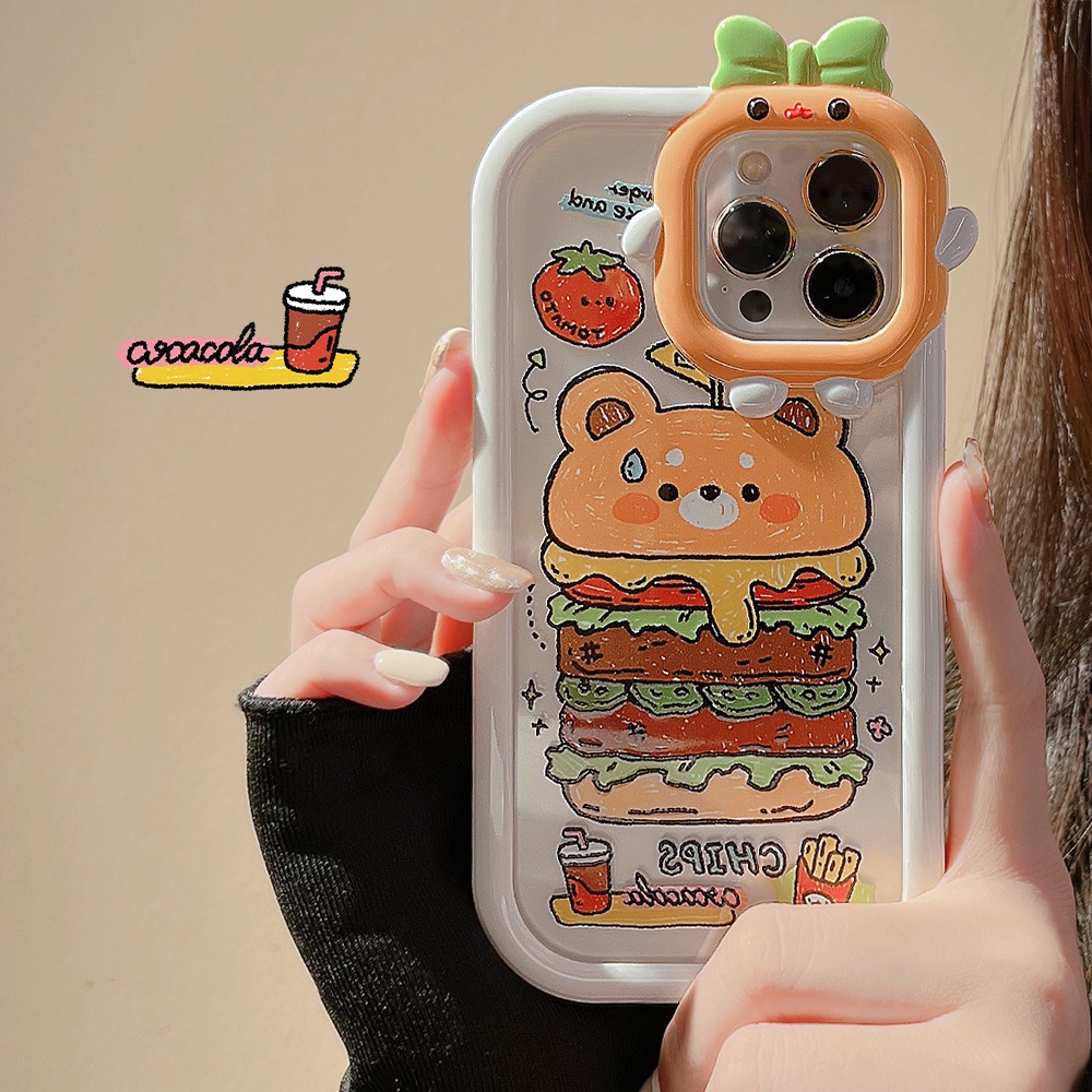 Redmi Note11 Pro Note11S 10C 10A 9C 9A 10 9T 9 Note10 5G 10s Note9 Note8 Poco M5S X3 NFC M3 Pro Case Kreatif MCD Hamburger Bear 3D Monster Lens Shockproof Phone Cover BY