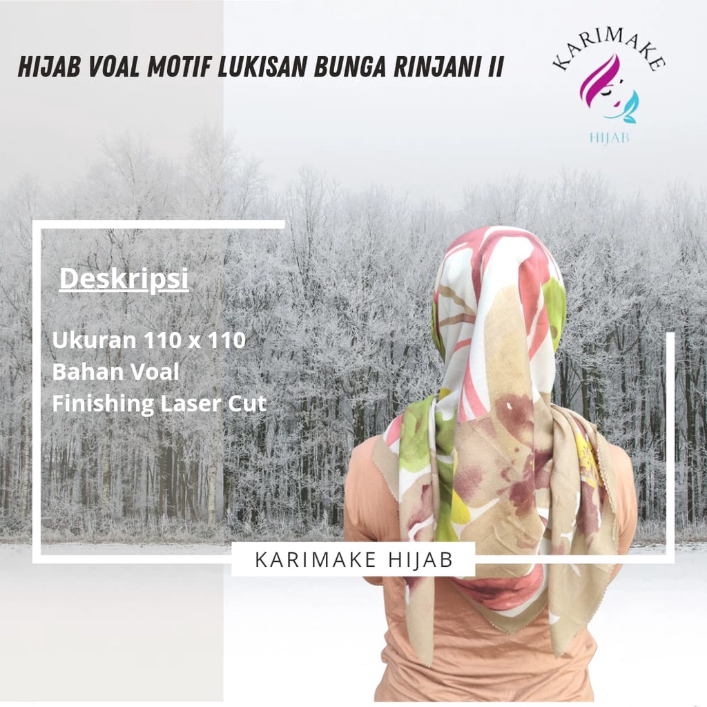 Karimake Hijab Scraf Motif Lukisan Bunga Rinjani II