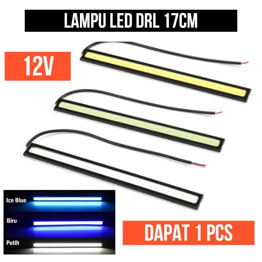 Lampu LED DRL Plasma COB 17CM Strip Depan Mobil Motor 17 CM Lem Tape