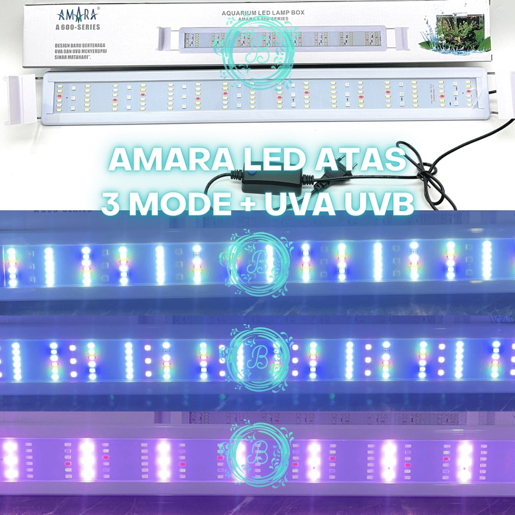 AMARA A800 78cm 3 Mode Ganti Warna Lampu Gantung Aquarium 80-90cm LED Atas 6 Baris WRGB Pink Akuarium Aquascape Ikan Fish Tank RGBW Putih Merah Biru Hijau