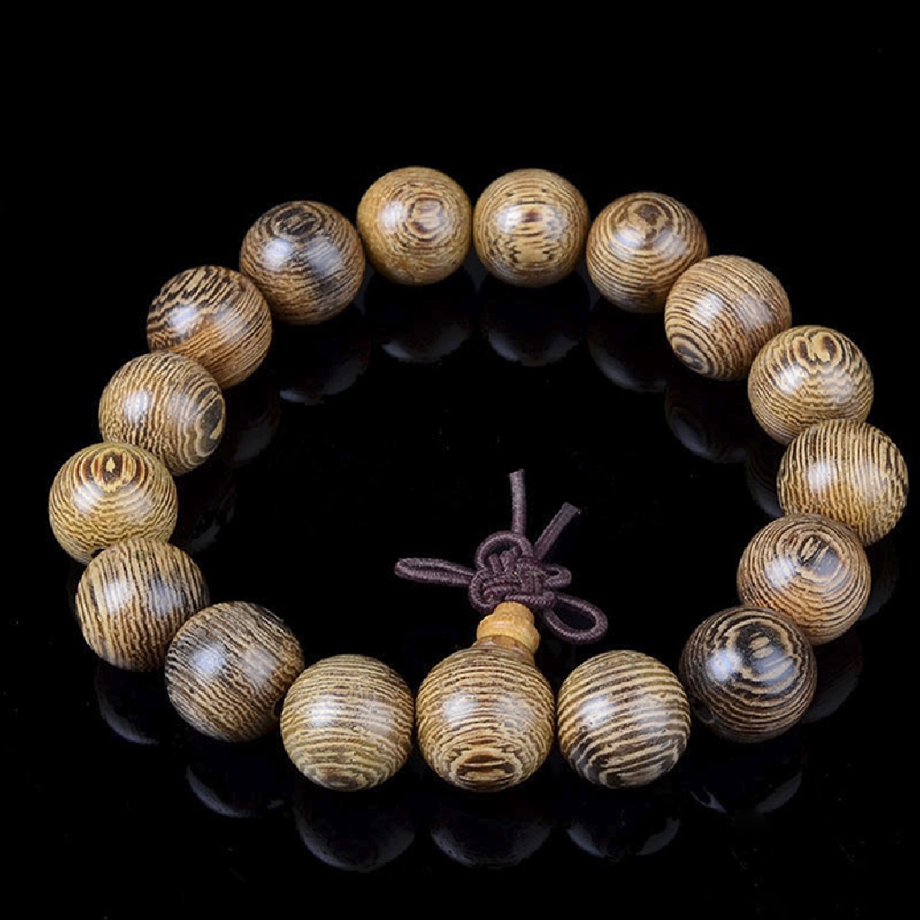 [AdornmentNo1] 15mm Kayu Tibet Buddha Budha Tasbih Gelang Mala Bangle Wristband [ID]