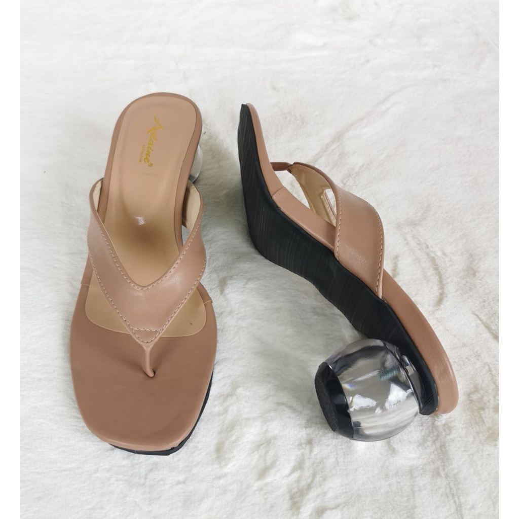 Arlaine Contesa Sandal Heels Kaca Bulat / Sandal Hak kaca Wanita 5cm / Sandal Heels Wanita