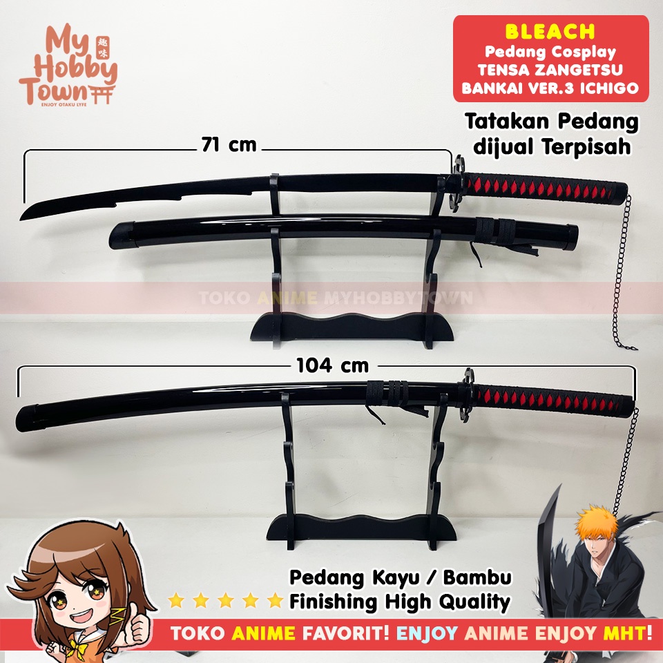 Replika Pedang Kayu Bleach Kurosaki Ichigo Tensa Zangetsu Bankai Ver 3