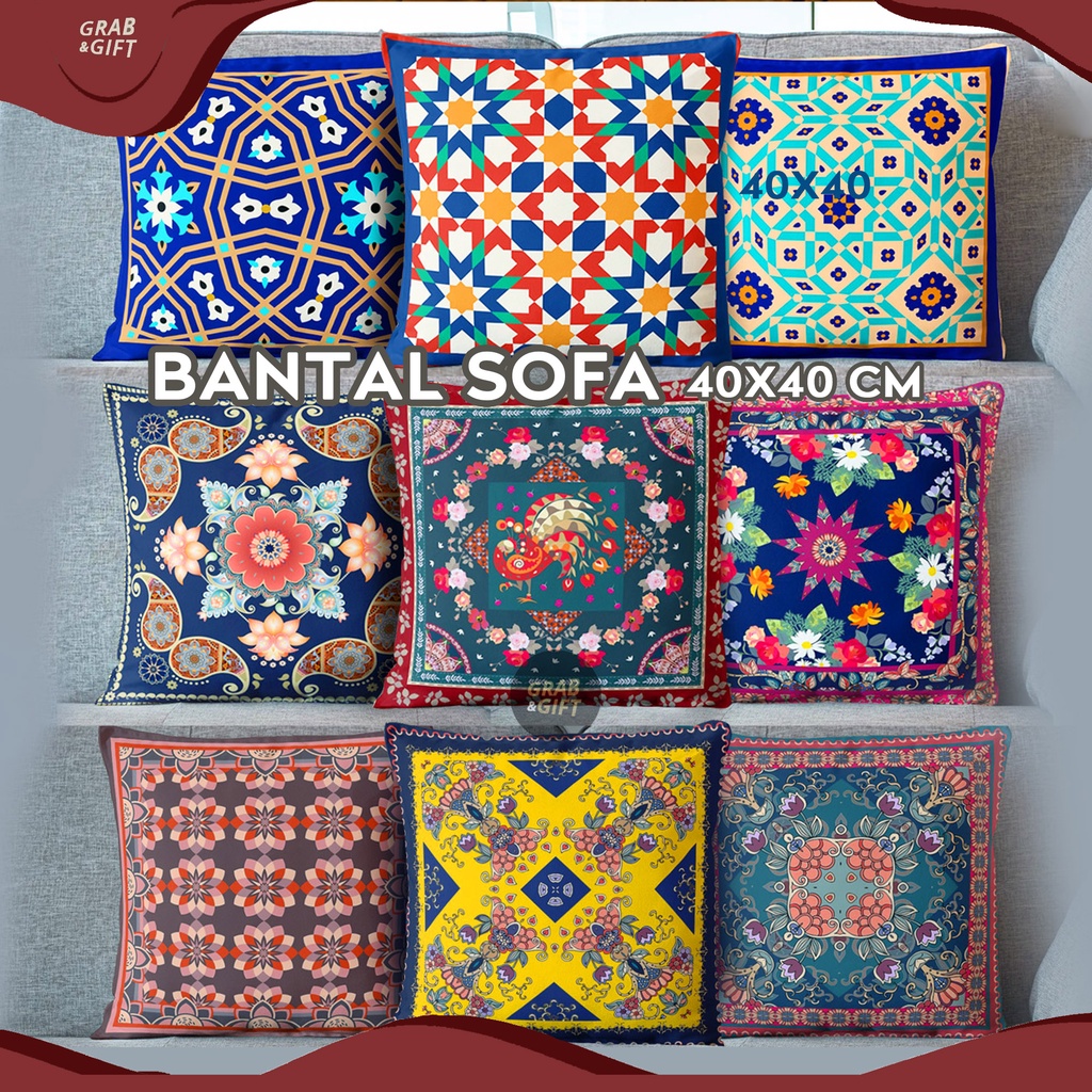 Bantal Sofa Motif Maroko 40x40 cm Timur Tengah Arabik Marocco Tile Turkish Turki Grabandgift