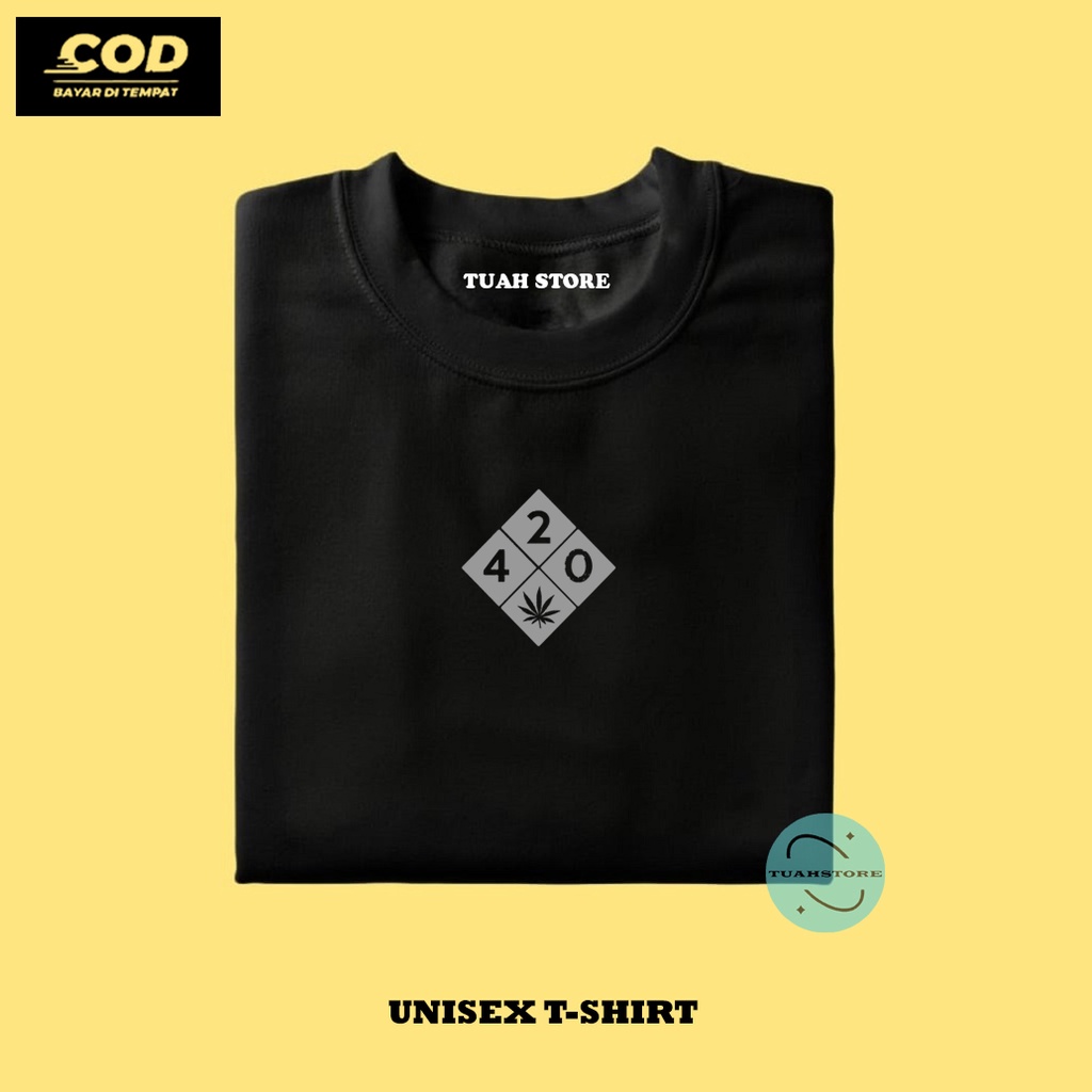 T-Shirt Pria / Baju Kaos / Lengan Pendek / Kaos Distro Logo 420 KOTAK BIG GRAY