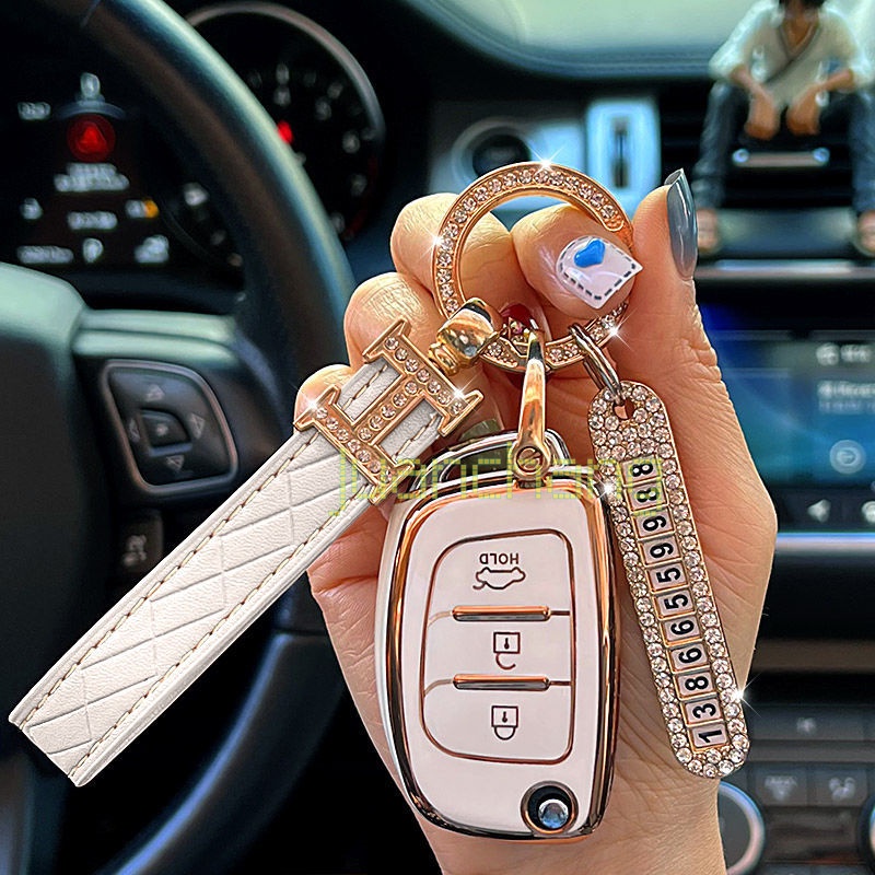 Lembut TPU Mobil Flip Key Case Cover Keychain Untuk Hyundai i10 i20 ix25 i30 ix35 IX45 Solaris Verna Elantra Solaris Sonata Santa Fe Sport Tucson Key Shell Protector