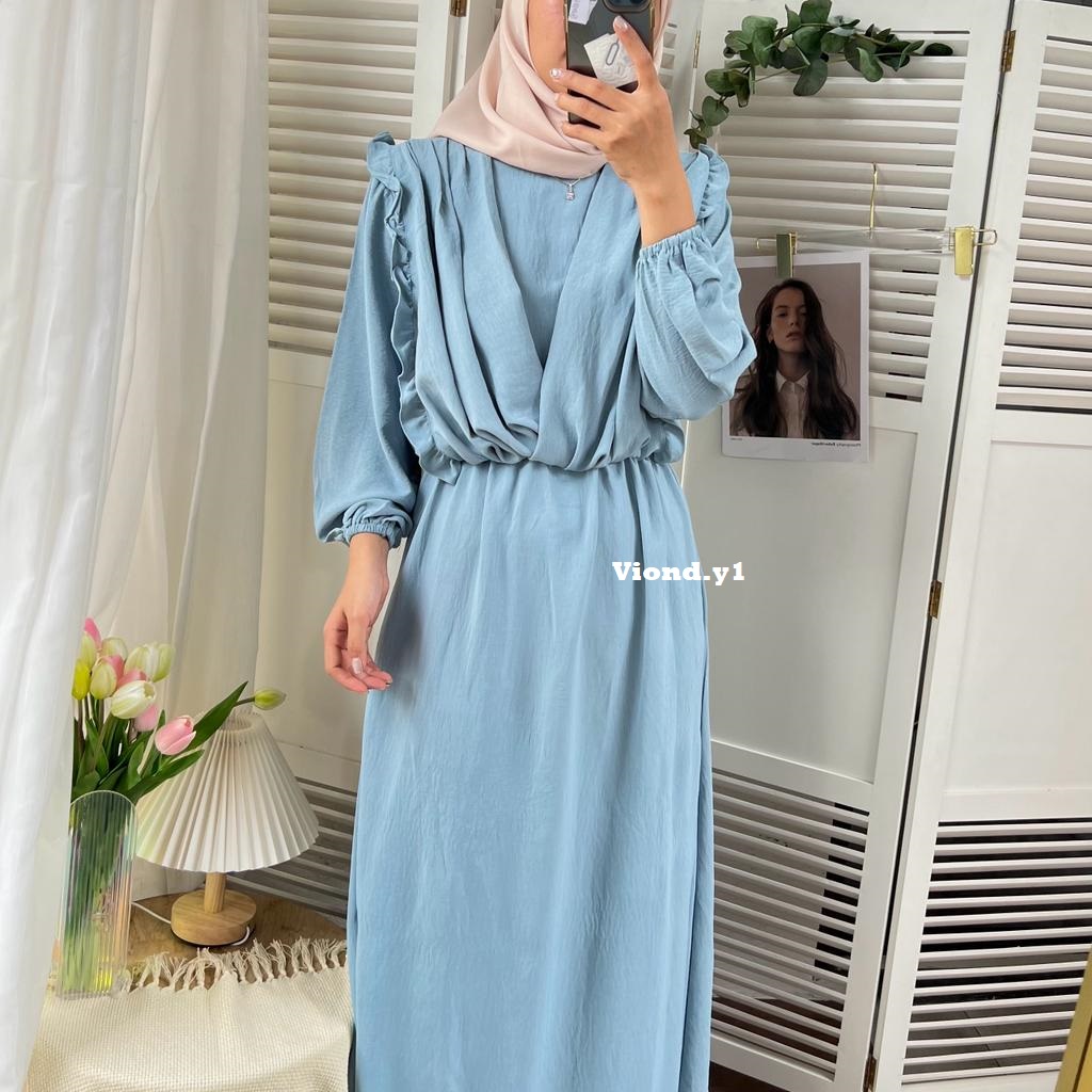 Dress Fashion Wanita Hijab Korean / Maxi Korea / Gamis Bahan Kringkel Airflow Premium E.39