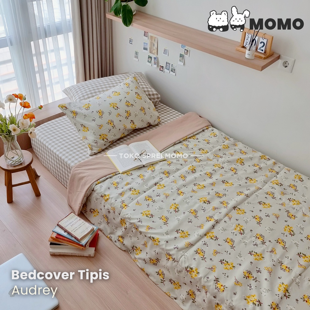 Bedcover Single Lite Edition Motif Bunga MOMO - Selimut Saja