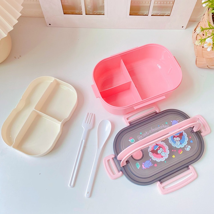 Lunch Box Kotak Bekal Karakter Pooh My Melody Kuromi Batzmaru Stitch Pompompurin Hello Kitty Sanrio Doraemon Snoopy Little Twin Star Cinnamoroll