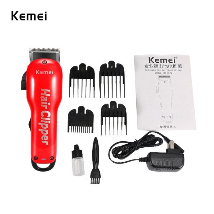 Alat Cukur Rambut Kemei KM-707Z Hair Clipper Trimmer (Merah)