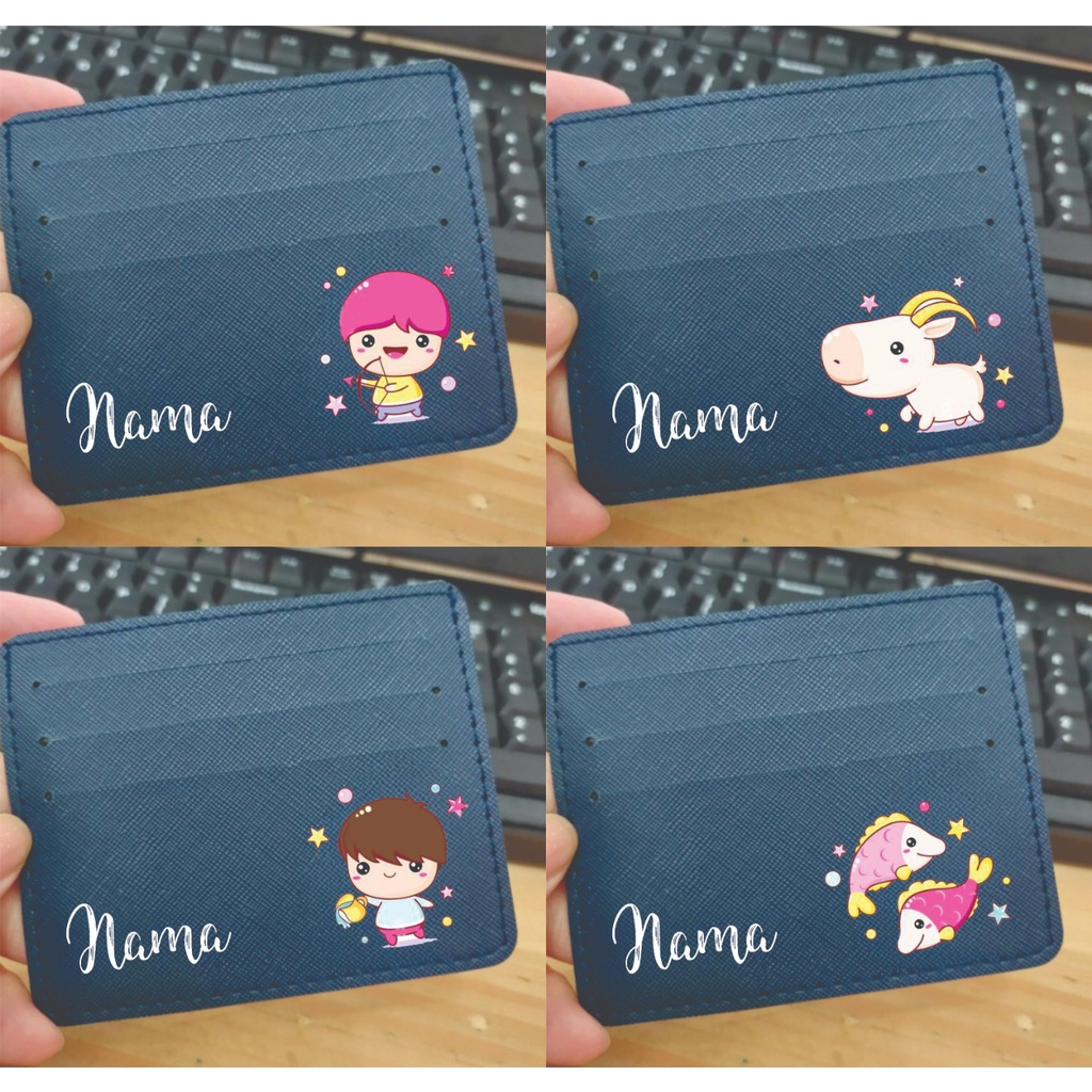 DOMPET KARTU DESIGN 12 ZODIAK KONSTELASI CAPRICORN VIRGO AQUARIUS LEO TAURUS DST -  FREE TULIS NAMA