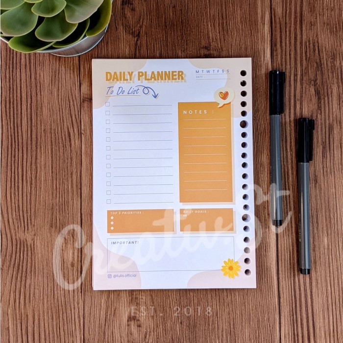 

Kertas [Tulis.Id] Colorful Daily Planner Loose Leaf A5 100 Gsm 50 Lbr 20 Ring