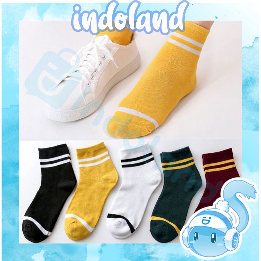 ☀INDOLAND☀ Kaos Kaki Garis Panjang Wanita Tinggi Kaos Kaki Low Cut Kaos Kaki Tinggi Import KK032