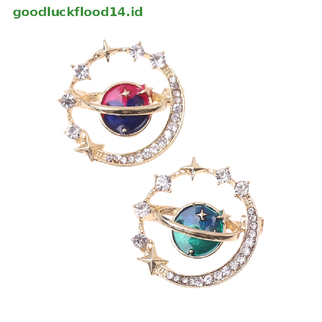 [GOOGFOUR] Lucu Bumi Bulan Bintang Bros Planet Biru Anti Liar Pin Mantel Syal Bros Enamel Korsase Pin Perhiasan Hadiah [TOP]