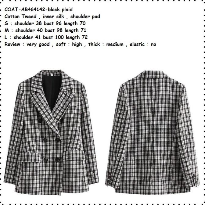 Ab464142 Blazer Blezer Kotak Formal Jas Kerja Wanita Korea Import Terbaru