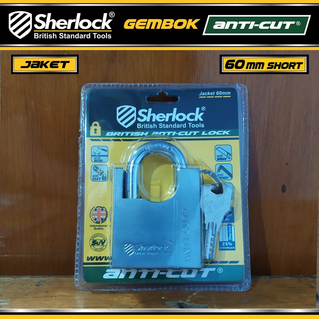 Gembok Original Sherlock Tools ANTI CUT Jaket 60 mm Pendek