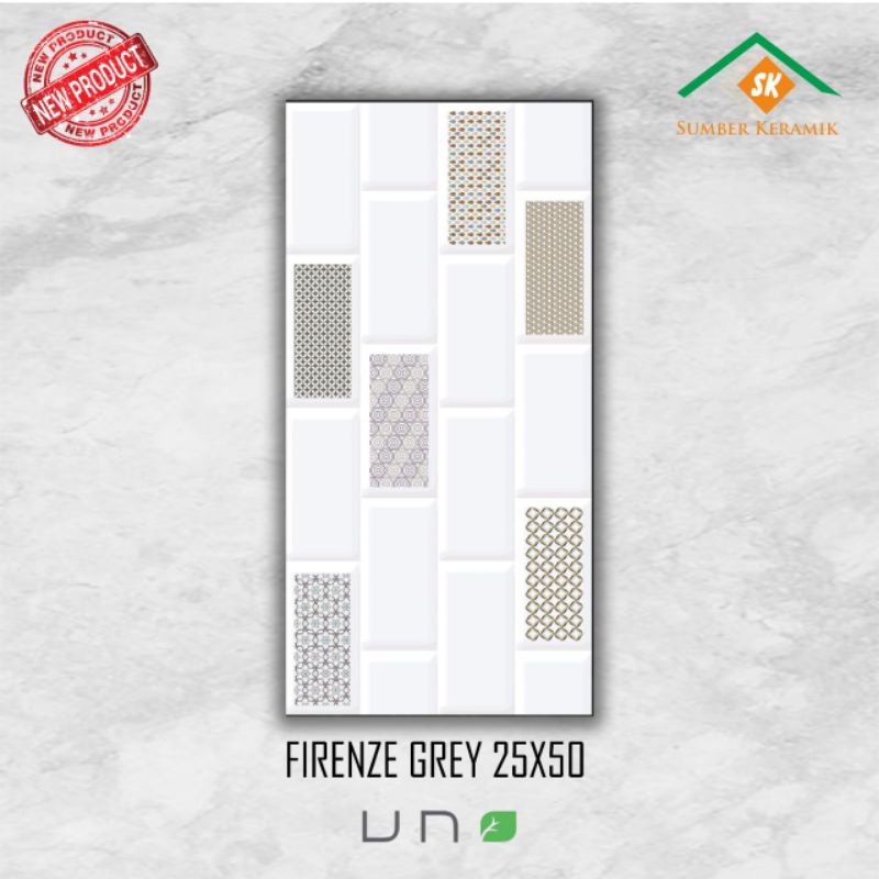 keramik dinding 25x50 Firenze grey / glossy/ uno /kw-1