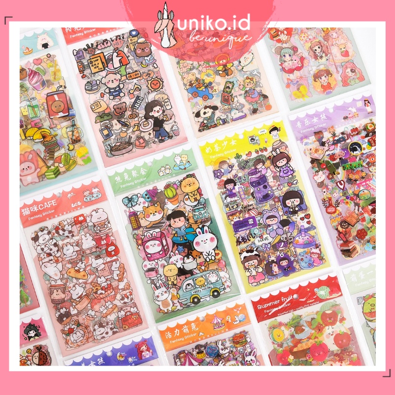 

UNIKO.ID - 6 PCS CUTE CARTOON FOOD STICKERS PET DIY DIARY STICKER JURNAL PALNNER DECO STIKER HIAS