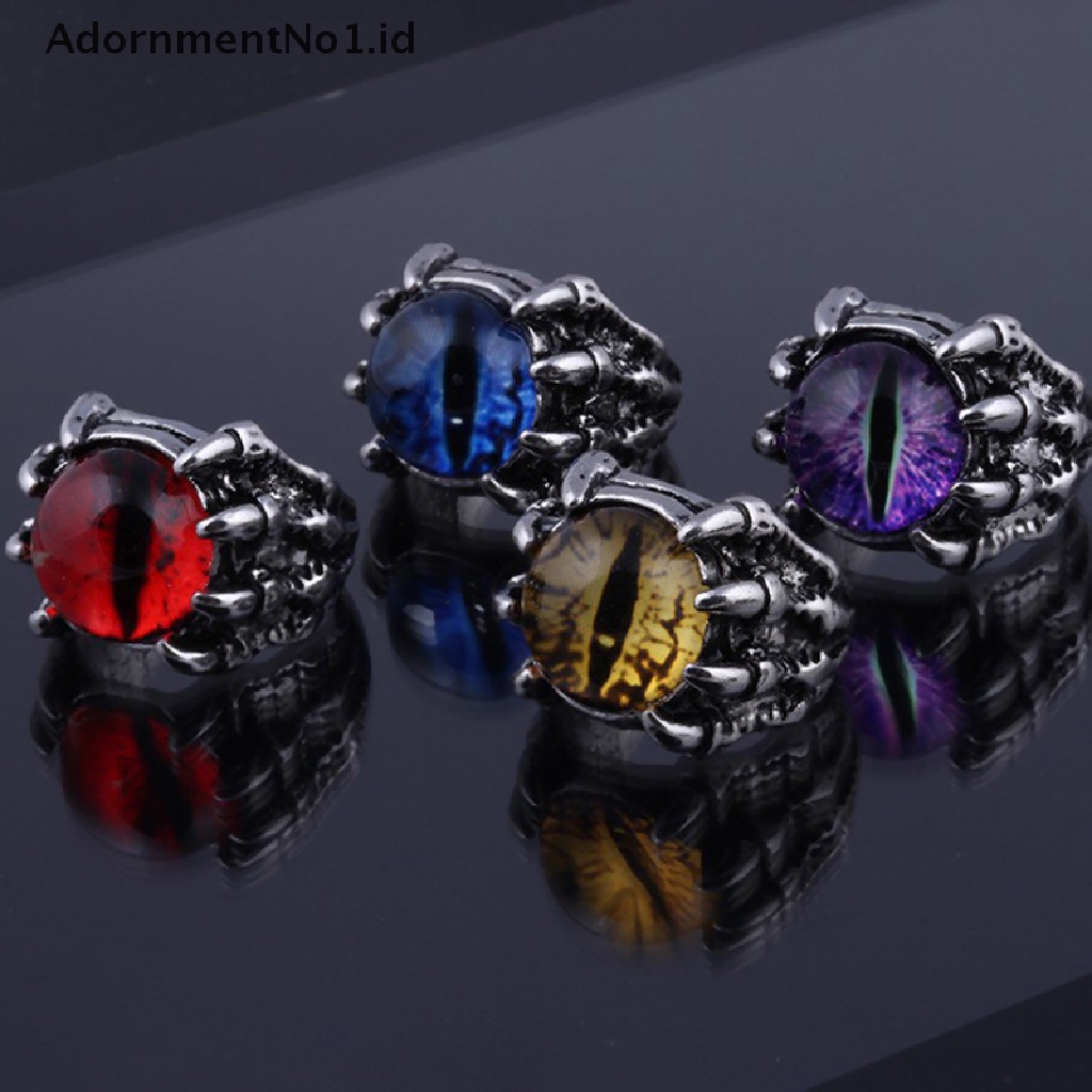 [AdornmentNo1] Retro Gothic Color Evil Eye Rings Untuk Pria Mendominasi Cakar Naga Vintage Pernikahan Aesthetic Hewan Cincin Hadiah Halloween [ID]