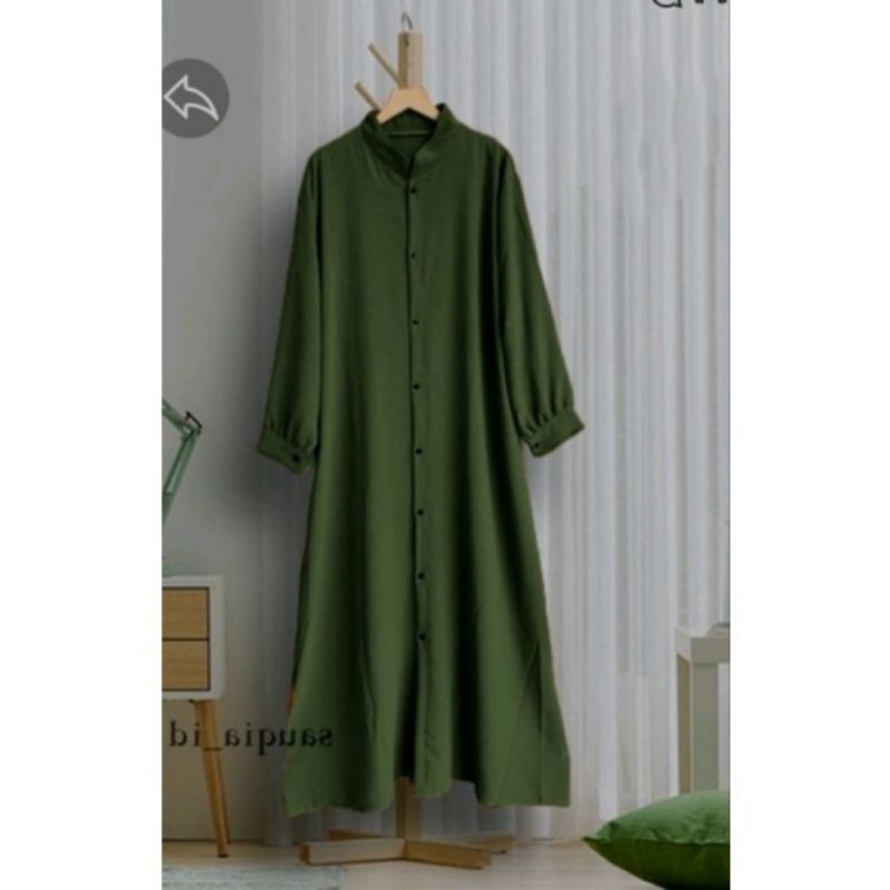 LOLITA LONG TUNIK / TUNIK POLOS WANITA BAHAN CATTON CRINKLE/KOREAN MUDI DRESS CRINKLE AIRFLOW