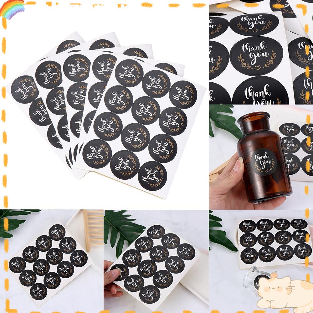 Solighter 60/120pcs Handmade Stiker DIY Bulat Perlengkapan Pesta Sealing Craft Thank You