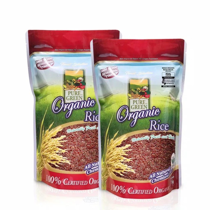 

Puregreen Organic Rice Beras Organik Beras Merah - paket 2 x 1 kg