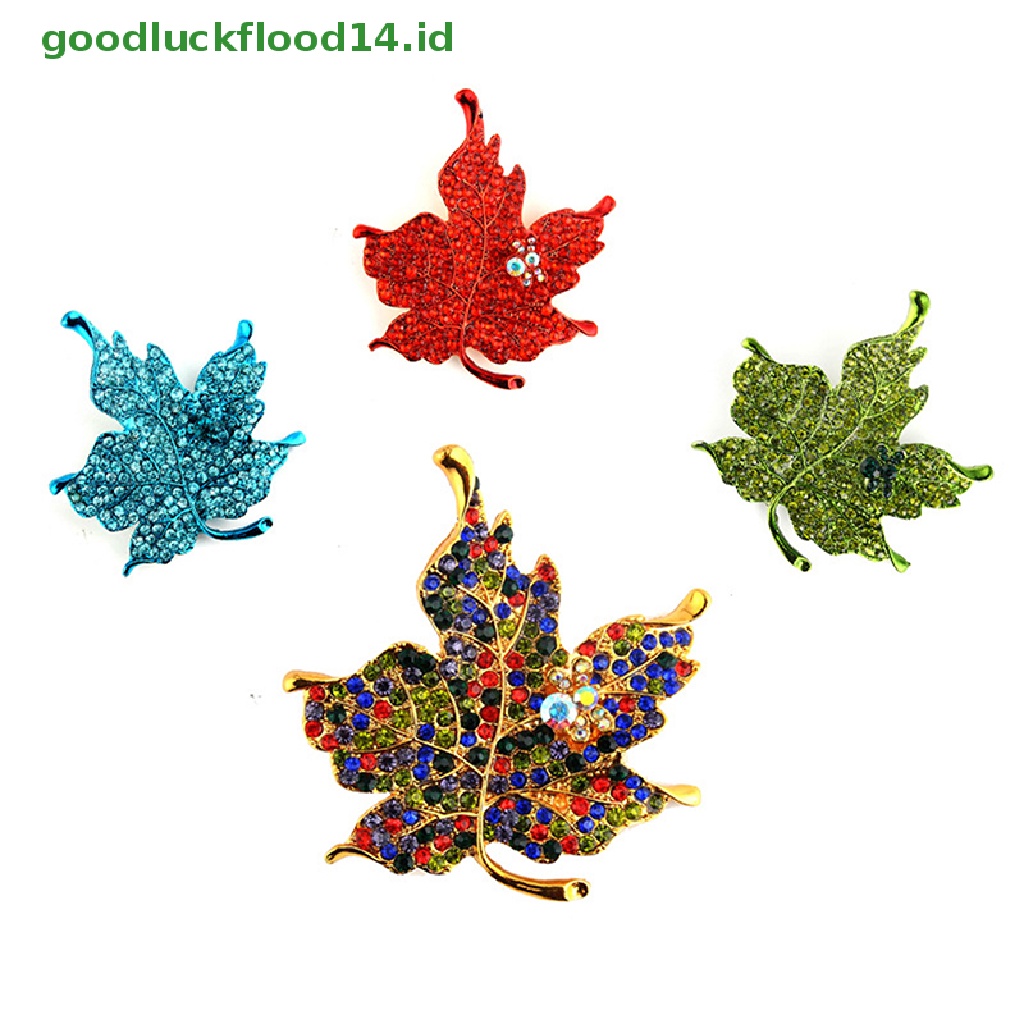 [GOOGFOUR] Warna-warni Maple Leaf Shaped Bros Pin Pakaian Pernikahan Berlian Imitasi Daun Pin [TOP]