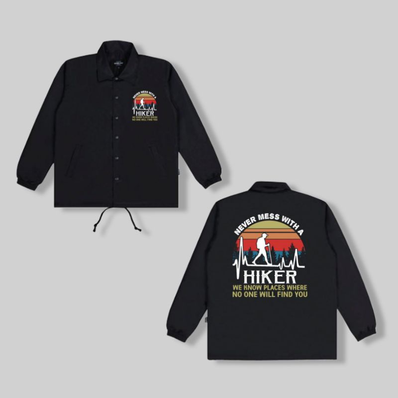 Jacket Pria Coach Japan Jaket Kerah Hiker Kream Kancing Bahan Parasut Taslan All Size