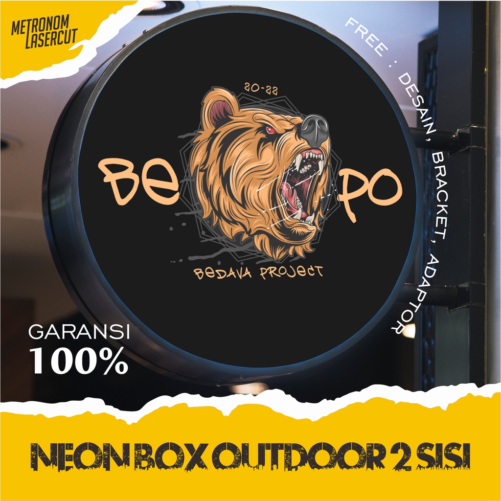 Neon Box Custom 2 Sisi Akrilik Bulat dan Persegi 80cm 100cm 120cm