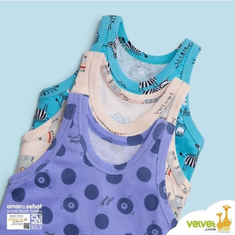 Velvet Junior ( 3pcs ) Singlet Polos Warna size S M L LB 2 3