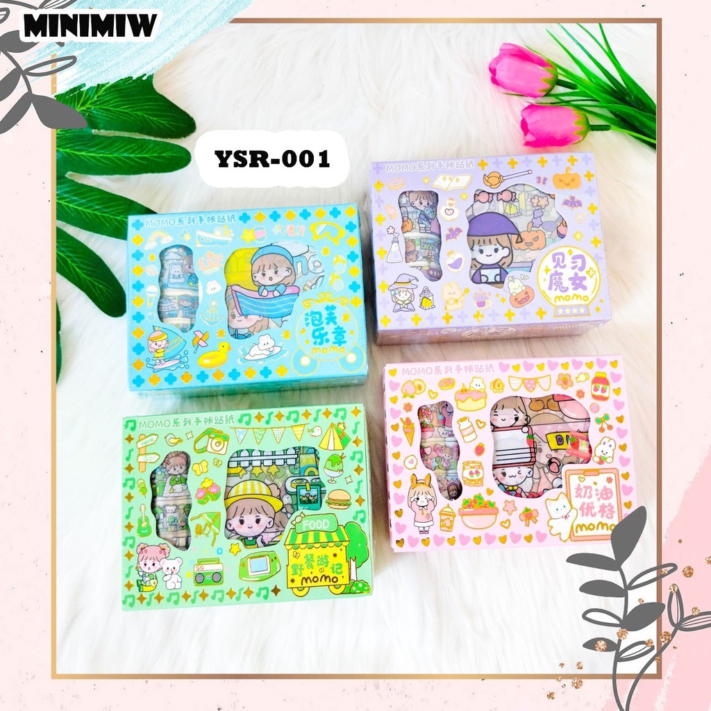 &quot;Sticker BOX SENMU  Momo 10 Lembar + 4 Washi Tape Murah YSR-001 Set Daily Manual Cute Pattern Decorative Tape Sticker Gift Box  COD&quot;