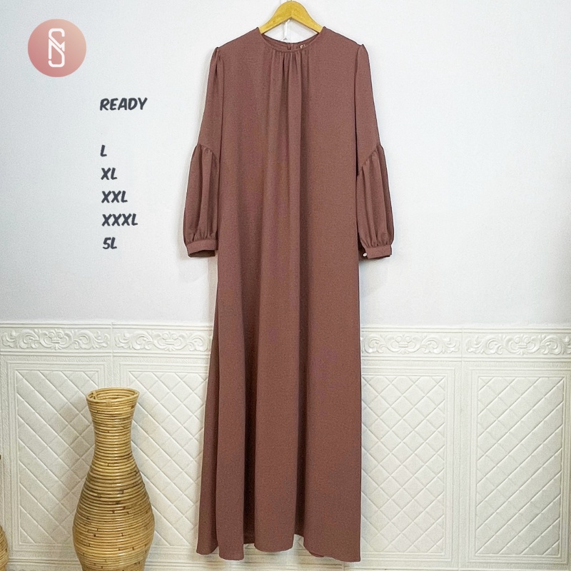 Myshawl Aruna Premium Polos Jumbo Gamis Syar'i Bahan Crinkle Ld 140 130