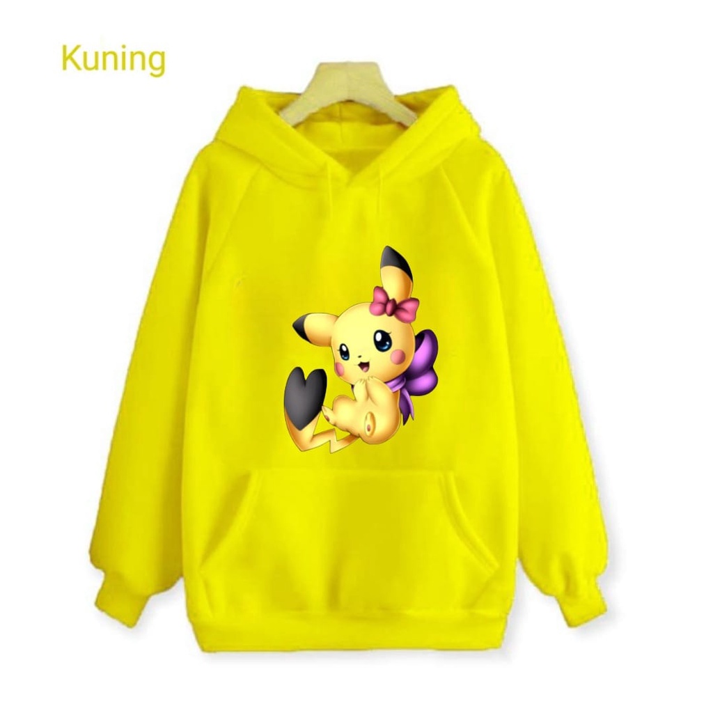 Hzl_outfit Sweater Hoodie Anak Perempuan Picachu Linda/ Sweater Hoodie Anak Anak