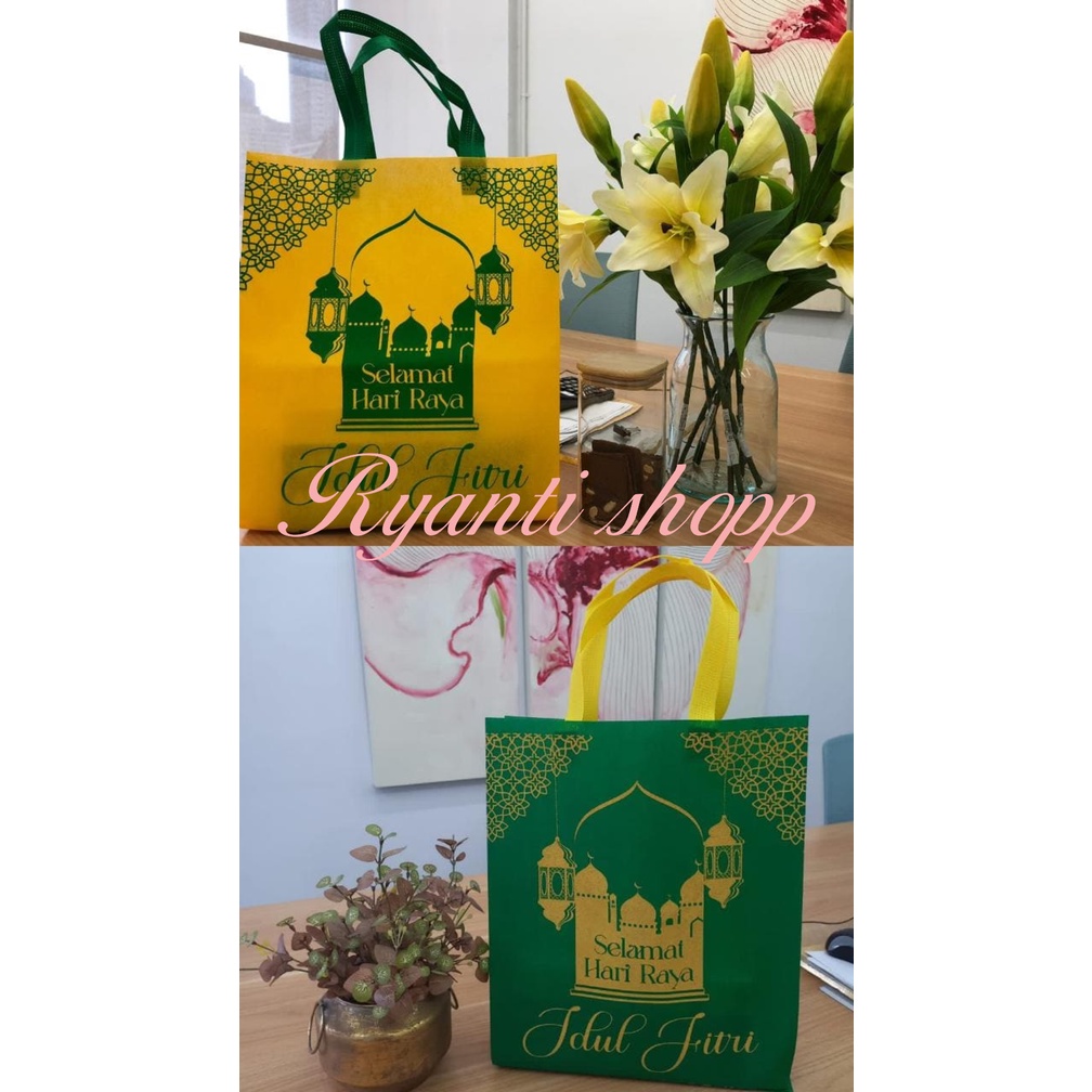 ECER SATUAN | Tas spunbond / motif lebaran uk 30x40x8cm / godiebag / totebag/ press / souvenir