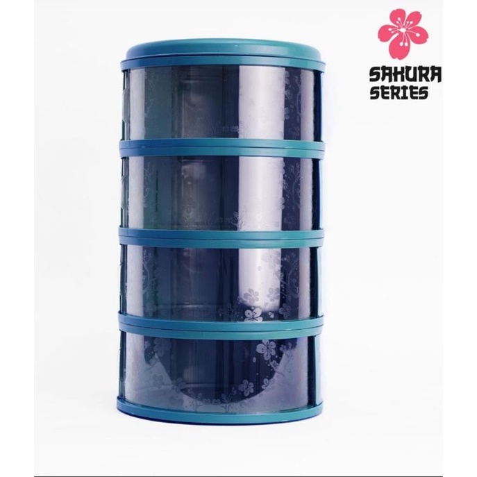 1 kg Rak Penyimpanan Makanan 4 Susun Tingkat Tudung Saji Tutup Food Cover 5 susun-sakura Biru tua