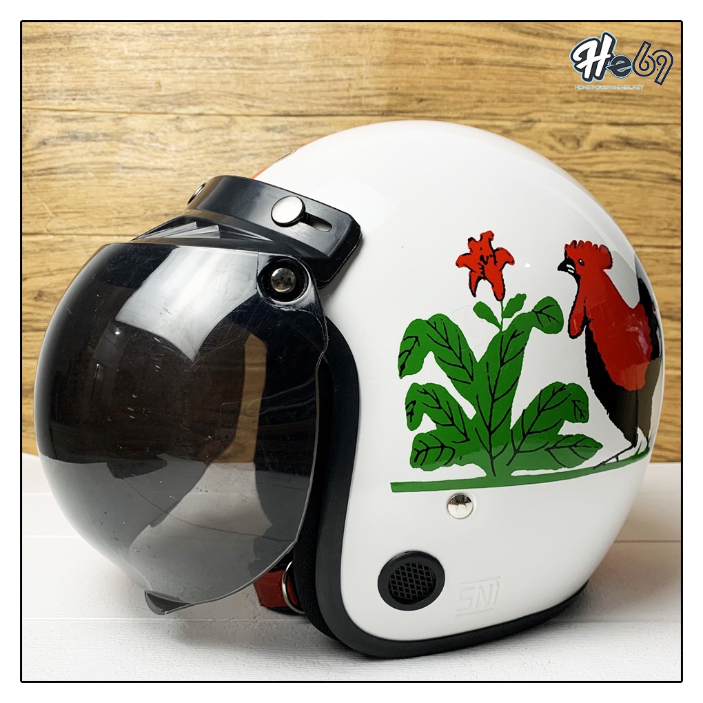 Helm Bogo Motif Ayam Jago SNI / Helm Pria Dan Wanita Dewasa COD