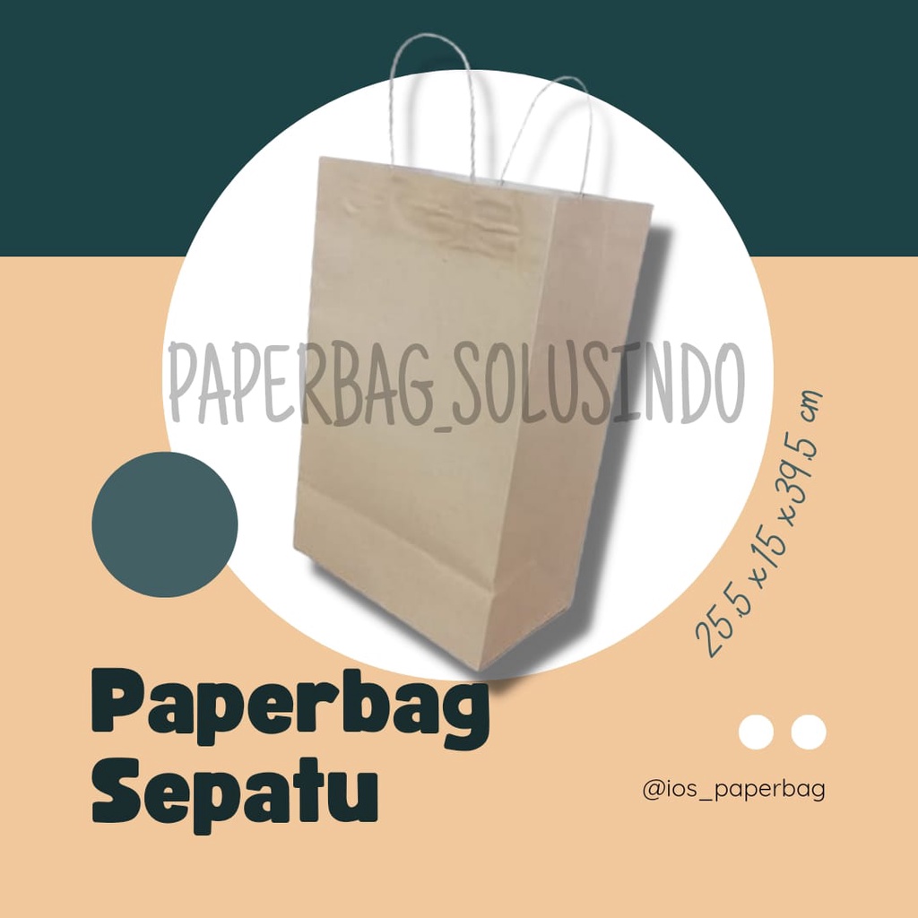 

[Min pemesanan 5] Paperbag Sepatu / Kantong Kertas Warna 25,5X15X39,5 cm Original Brown / Paperbag Coklat Ukuran Sepatu