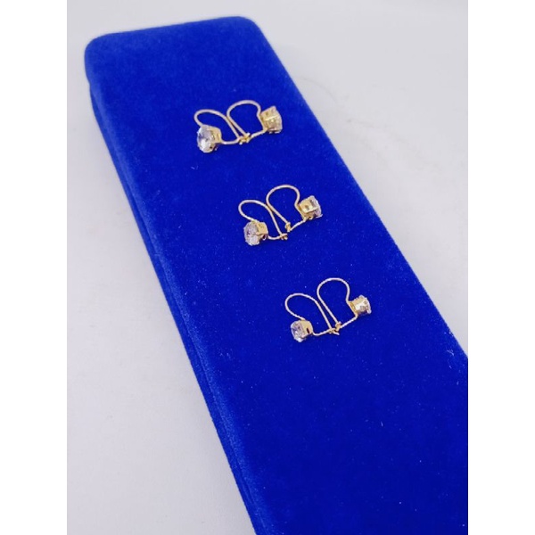 anting kait solitaire (desi) mp silver925 / anting dewasa dan anak perak asli lapis mas