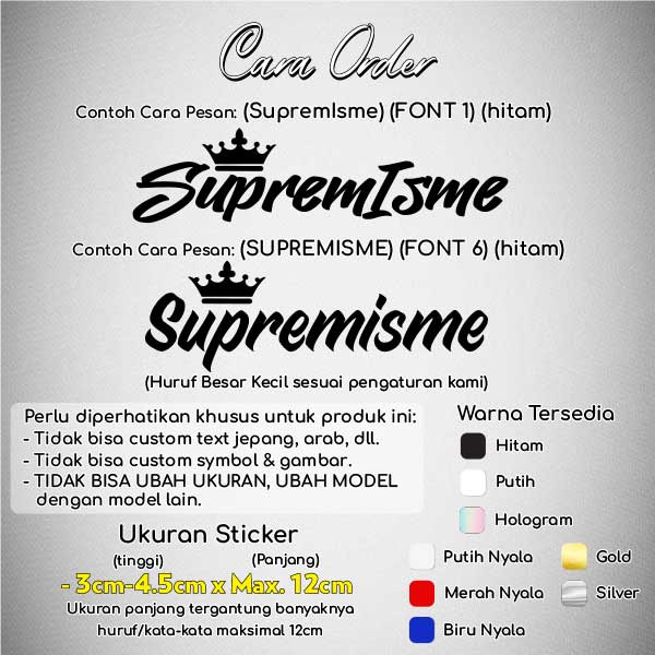 Stiker Custom Nama Mahkota King Queen / Sticker Kostum Nama Mahkota King Queen / Stiker Mahkota King Queen / Sticker Nama Mahkota King Queen Glossy Waterproof / Sticker Hologram Nama Mahkota King Queen