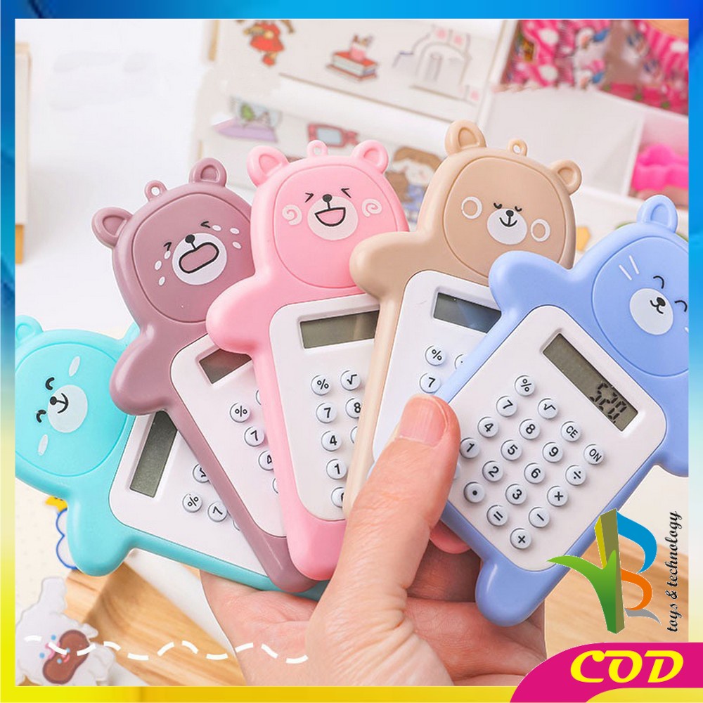 RB-C325 Kalkulator Mini Motif Beruang 8 Digit Tombol Karet Sekolah Stationary/ Bear Calculator Travel Mini Portable Desain Kartun Beruang