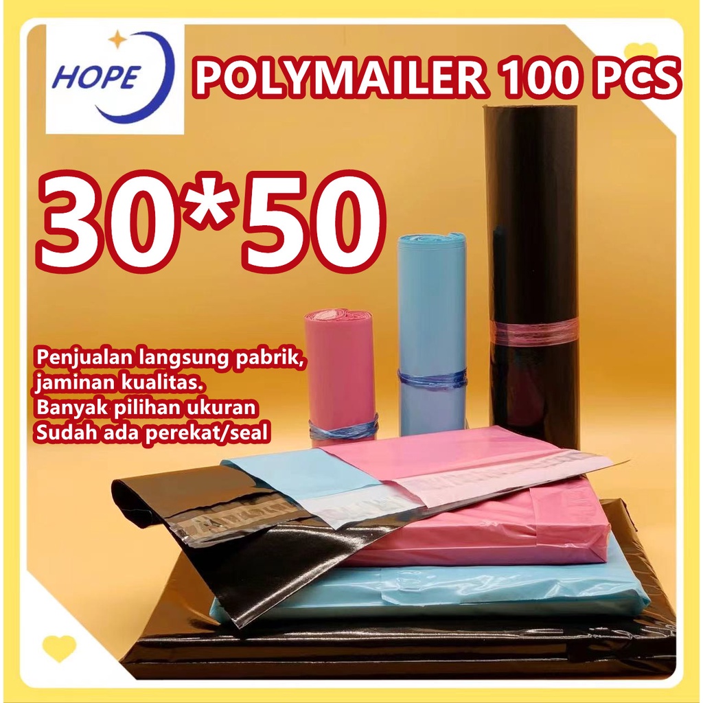 HOPE PACKAGING Plastik polymailer Olshop / kantong plastik olshop /LDPE lem kuat 3050cm ISI 100 PCS