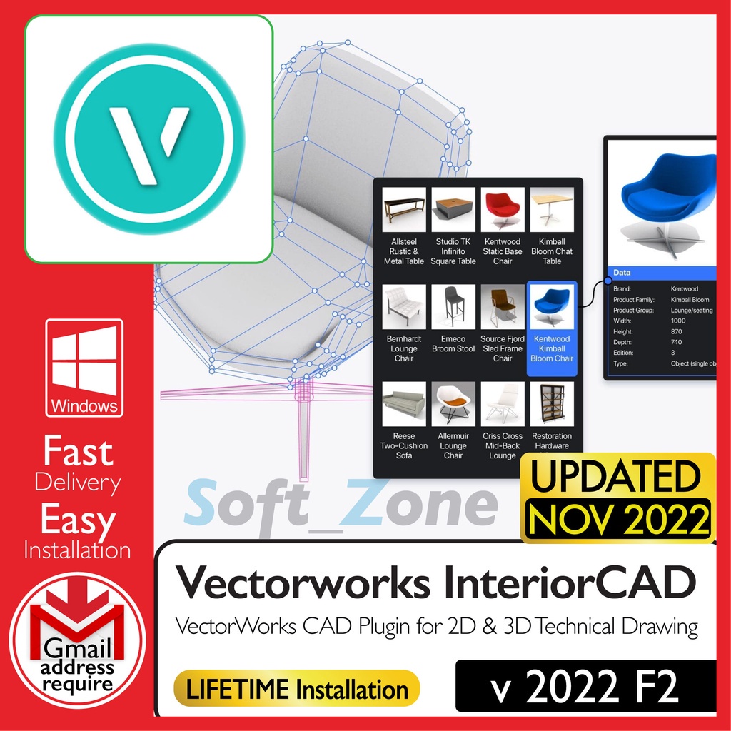 

VctrWrks IntrrCAD 2022 F2 - VctrWrks CAD Plgn fr 2D & 3D Tchncl Drwng [WINDOWS x64] - Dgtl Dwnld