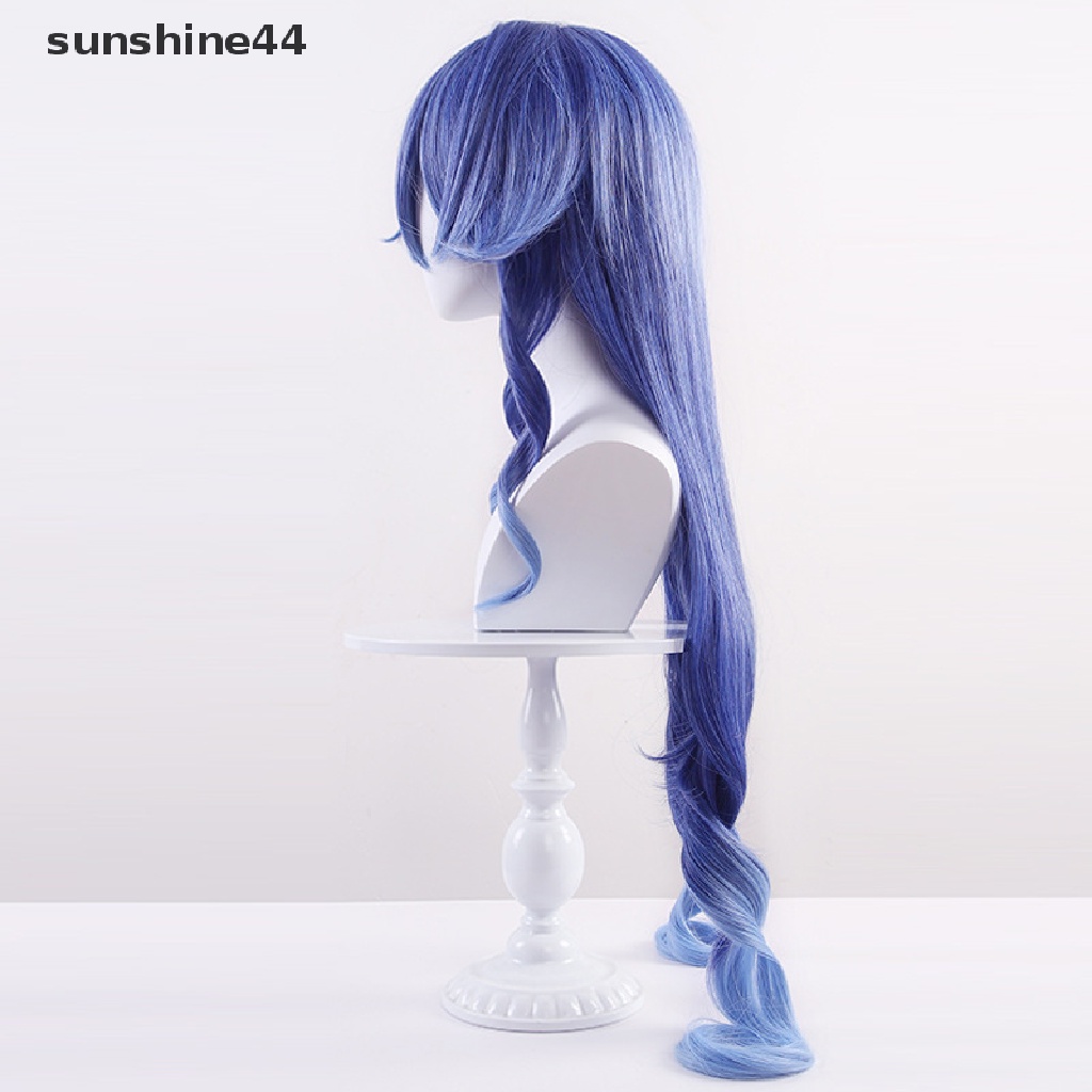 Sunshine Genshin Impact Layla Cosplay Wig Keriting Wig Gradien Biru Wig Cosplay Anime Cosplay Wig Tahan Panas Wig Sintetis Wig Pesta Halloween Prop.