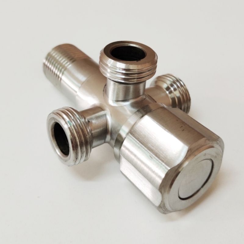 Stop kran cabang 3 tee shower kloset valve Stainless steel